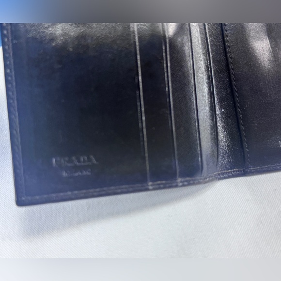 Prada Snap Button Trifold Wallet Bronze Metallic Brown Leather Cardholder Italy - Picture 5 of 15